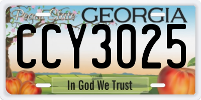 GA license plate CCY3025