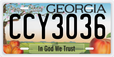 GA license plate CCY3036