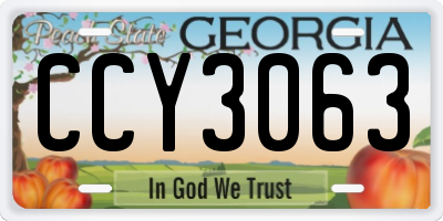 GA license plate CCY3063