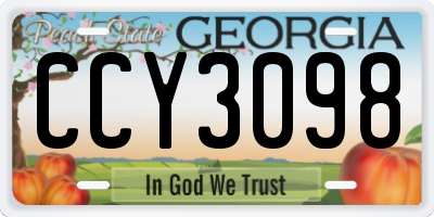 GA license plate CCY3098