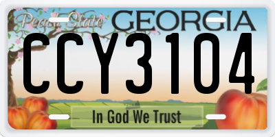 GA license plate CCY3104