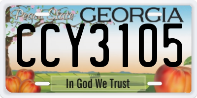 GA license plate CCY3105
