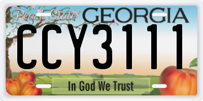 GA license plate CCY3111