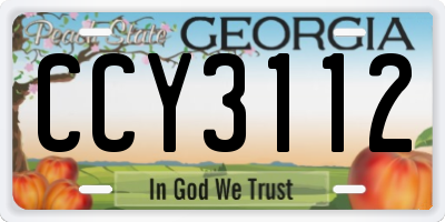 GA license plate CCY3112