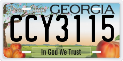 GA license plate CCY3115