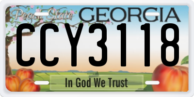 GA license plate CCY3118