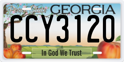 GA license plate CCY3120