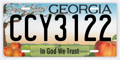 GA license plate CCY3122