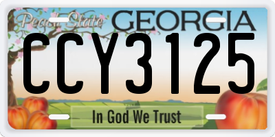 GA license plate CCY3125