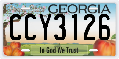 GA license plate CCY3126