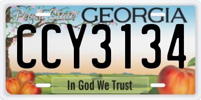 GA license plate CCY3134