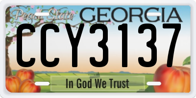 GA license plate CCY3137