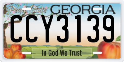 GA license plate CCY3139