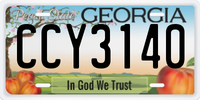 GA license plate CCY3140