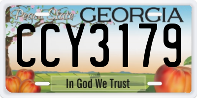 GA license plate CCY3179