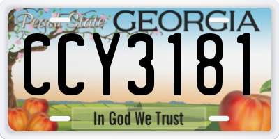 GA license plate CCY3181