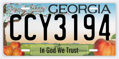 GA license plate CCY3194