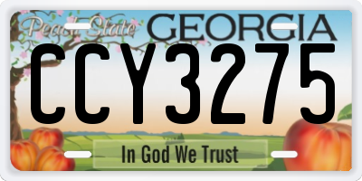 GA license plate CCY3275