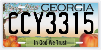 GA license plate CCY3315