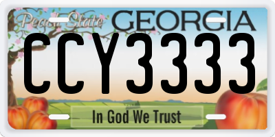 GA license plate CCY3333