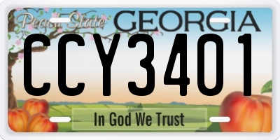 GA license plate CCY3401
