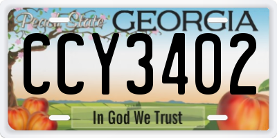 GA license plate CCY3402