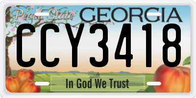 GA license plate CCY3418