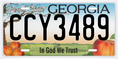 GA license plate CCY3489