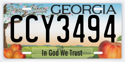 GA license plate CCY3494