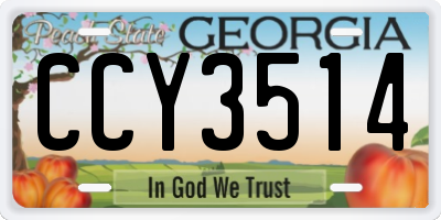 GA license plate CCY3514