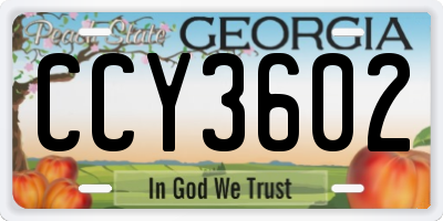 GA license plate CCY3602