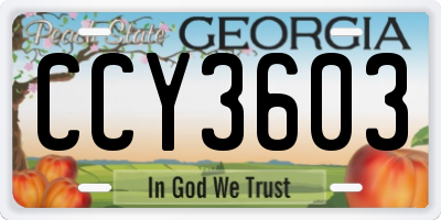 GA license plate CCY3603