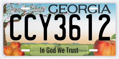 GA license plate CCY3612