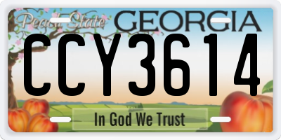 GA license plate CCY3614