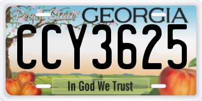 GA license plate CCY3625