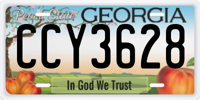 GA license plate CCY3628