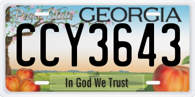 GA license plate CCY3643