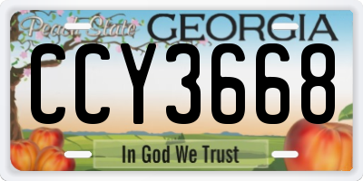 GA license plate CCY3668