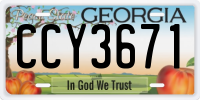 GA license plate CCY3671