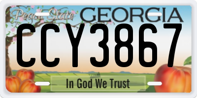 GA license plate CCY3867