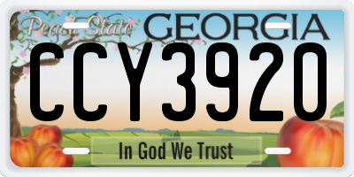 GA license plate CCY3920