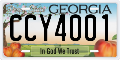 GA license plate CCY4001