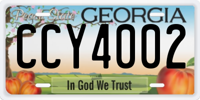 GA license plate CCY4002
