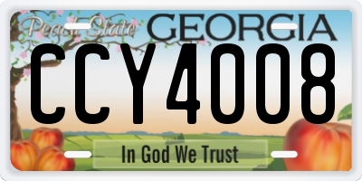 GA license plate CCY4008