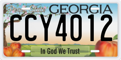 GA license plate CCY4012
