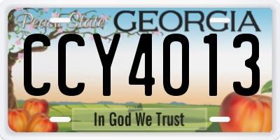 GA license plate CCY4013