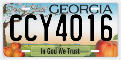 GA license plate CCY4016