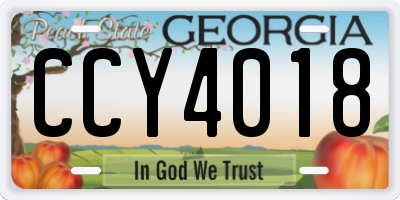 GA license plate CCY4018