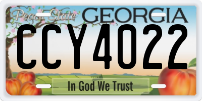 GA license plate CCY4022