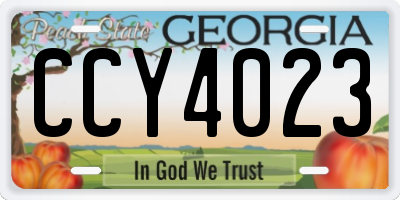 GA license plate CCY4023